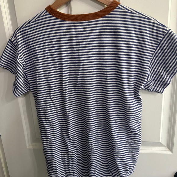 EUC Blue and White Striped Short Sleeve Tee with contrast neck. Size M. Classic - Picture 7 of 11